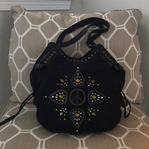 Lucky Brand 🍀 Black Canvas Hobo Bag